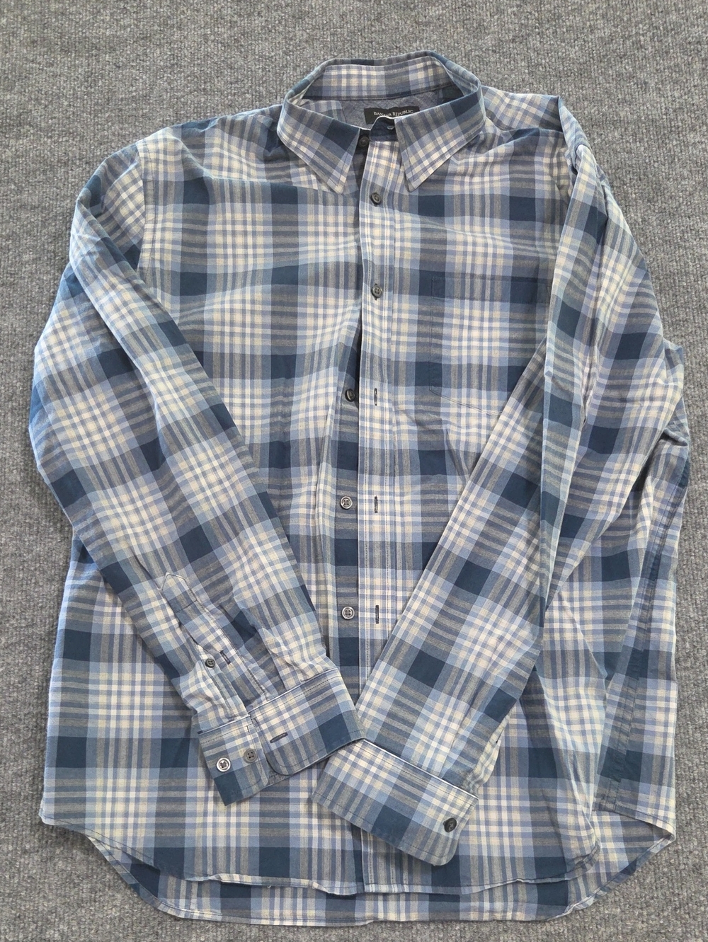 Banana Republic Blue and White Plaid Button-Down Shirt